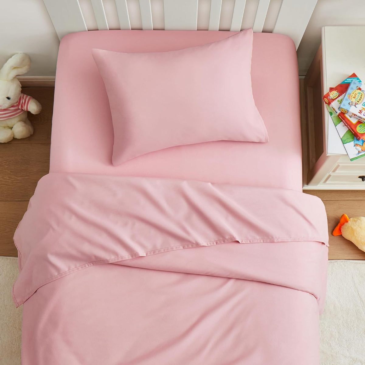 Light Pink Toddler Sheets, 3-Piece Pink Sheet Set for Toddler
