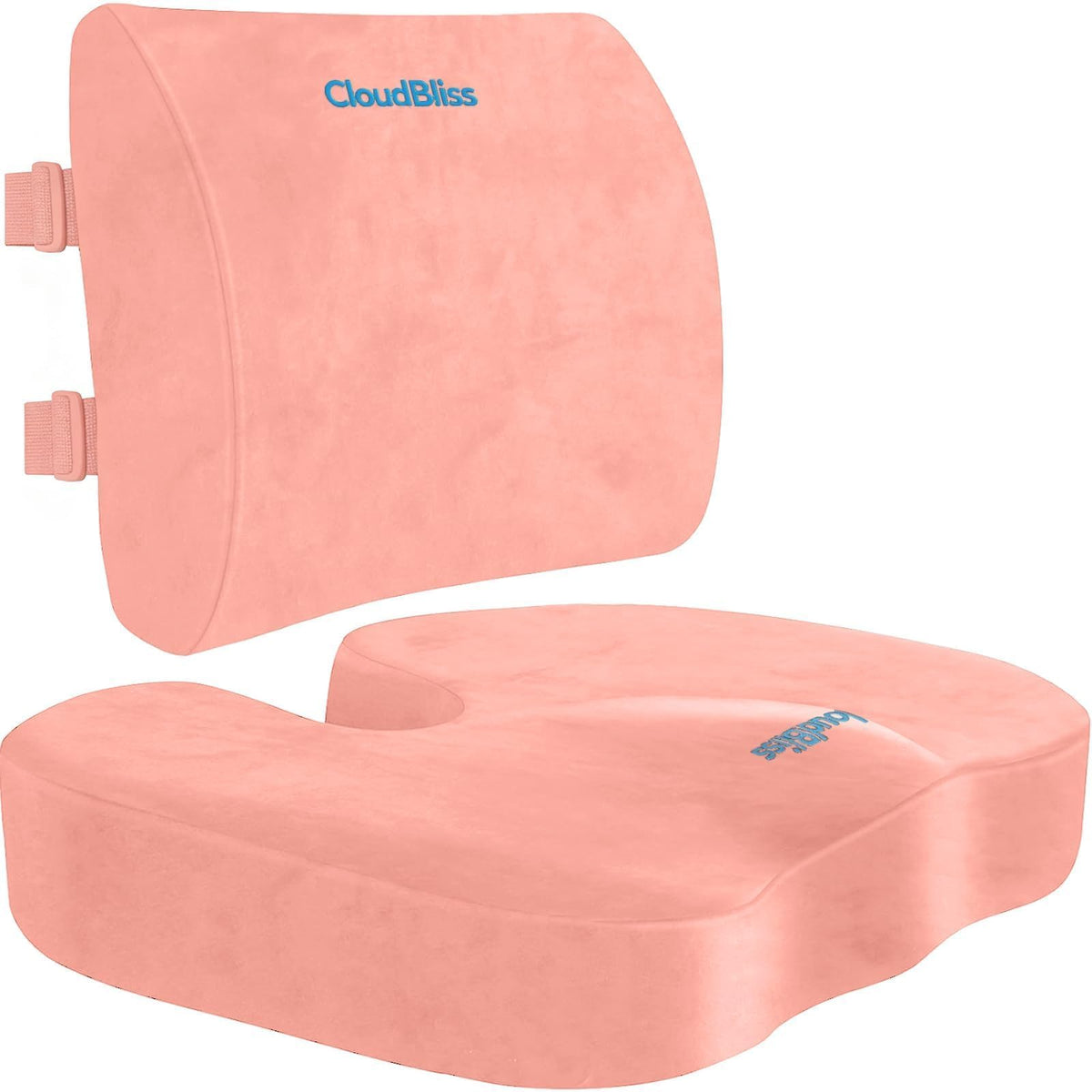 CloudBliss Ergonomic Seat Cushion & Lumbar Support Pillow Set, Black,Large
