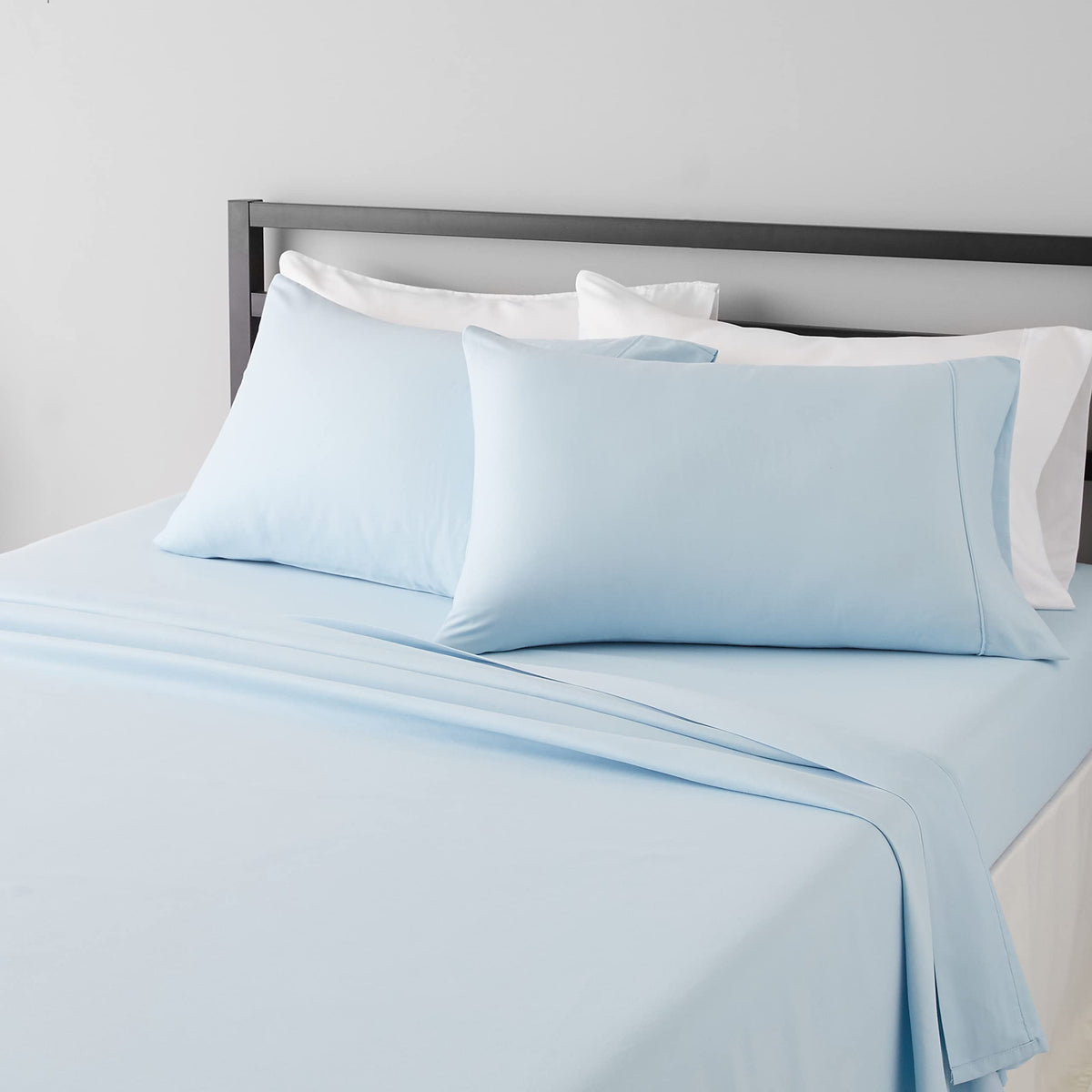 Amazon Basics Lightweight Super Soft Easy Care Wrinkle-Free Breathable Brushed Microfiber 3-Piece Bed Sheet Set with 14-Inch Deep Pockets, Twin, Dark Gray, Solid