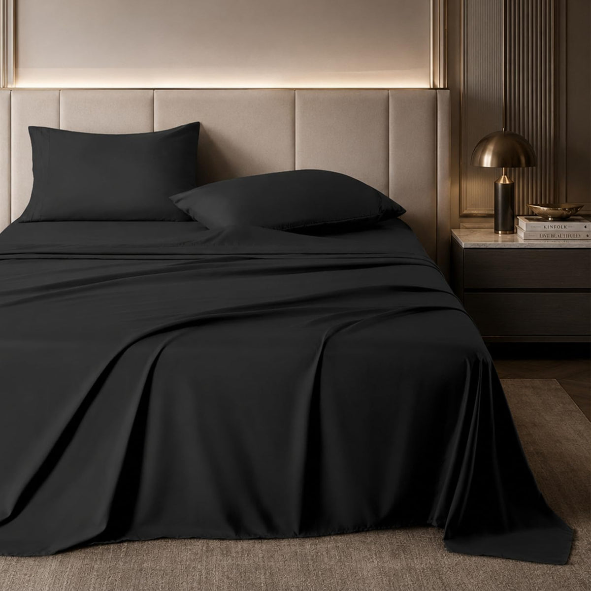 ROSE&RISY White Queen Sheet Set, 4 Pieces Soft Bedding Queen Sheet Set, Breathable and Cooling Sheets, Deep Pocket with 1 Fitted, 1 Flat, 2 Pillow Cases (White, Queen Size)