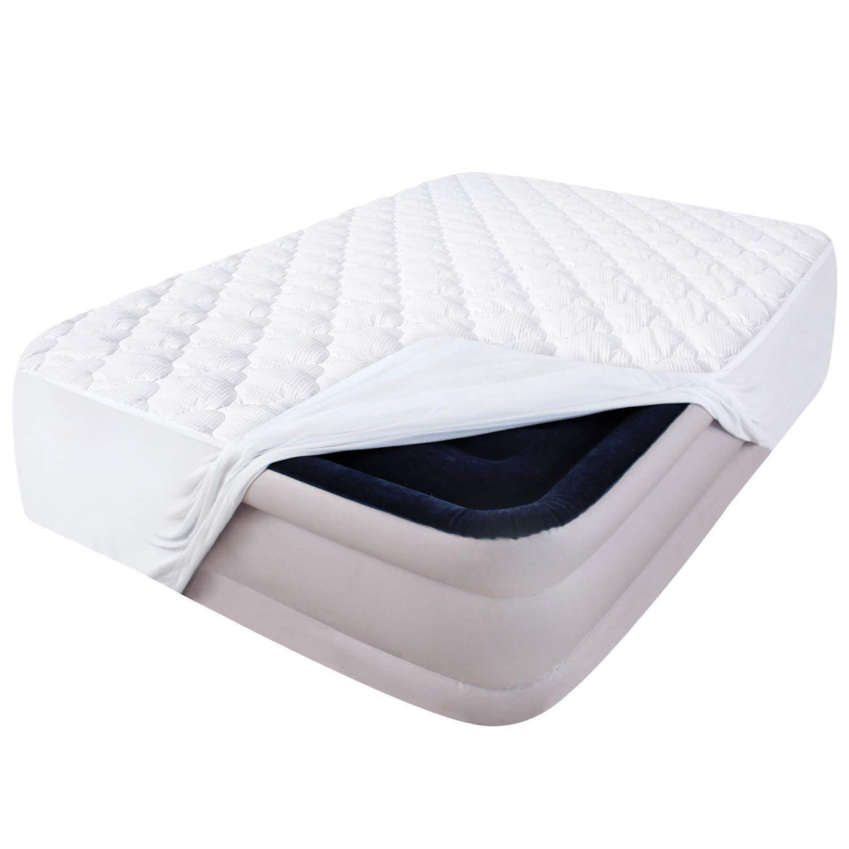 Queen Mattress Pad Thick Quilted Mattress Topper, Air Mattress Cover, Super Soft Breathable and Noiseless Down Alternative Fiber Extra Thick Mattress Pad with Deep Pocket Fits up to 23 Inch Mattress
