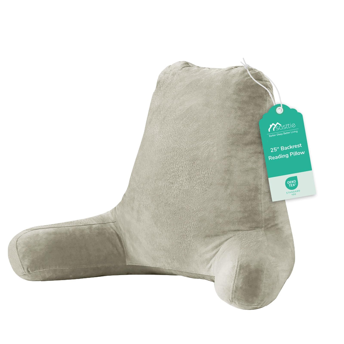 Sasttie Reading Pillow for Bed, Back Pillow for Sitting Up, Dark Grey