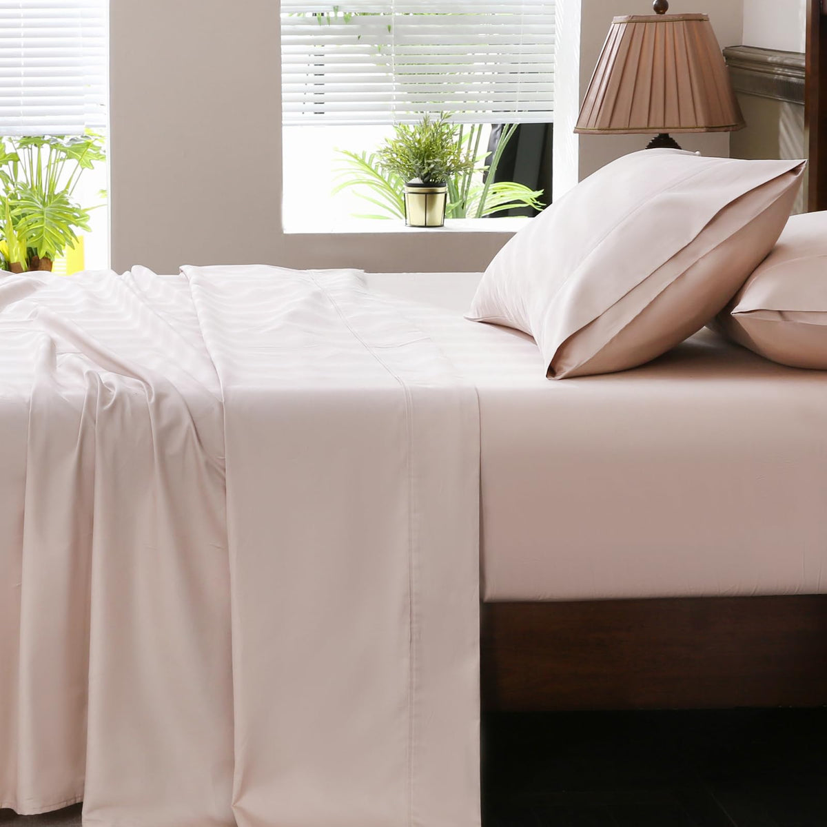1000 Thread Count Egyptian Cotton Sheets Queen Size Set 4PCS Sateen Weave Soft Breathable 16-Inch Deep Pocket（Queen,White）