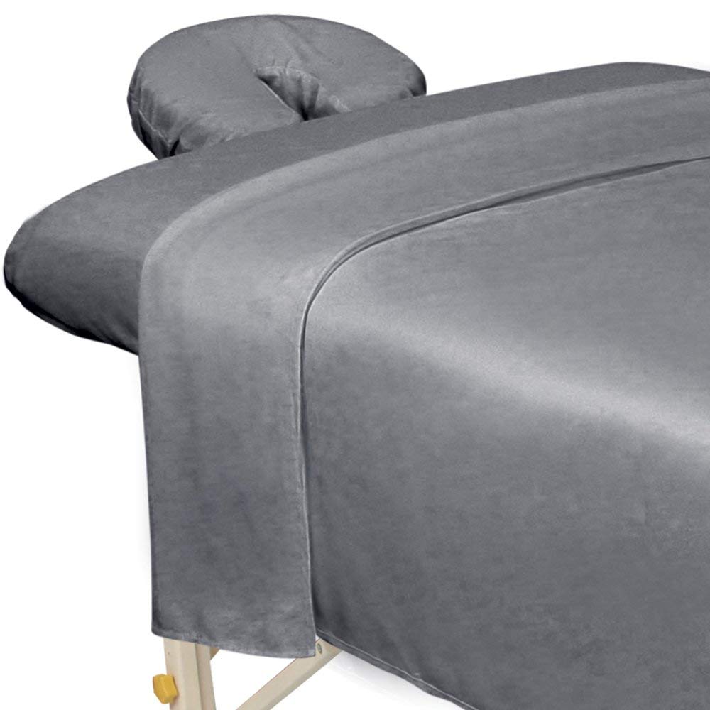 ForPro Premium Microfiber 3-Piece Massage Sheet Set, Cool Grey