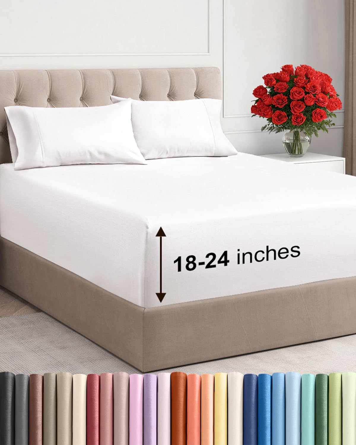 Extra Deep Queen Sheet Set - 4 Piece Breathable Cooling Sheets - Dark Grey