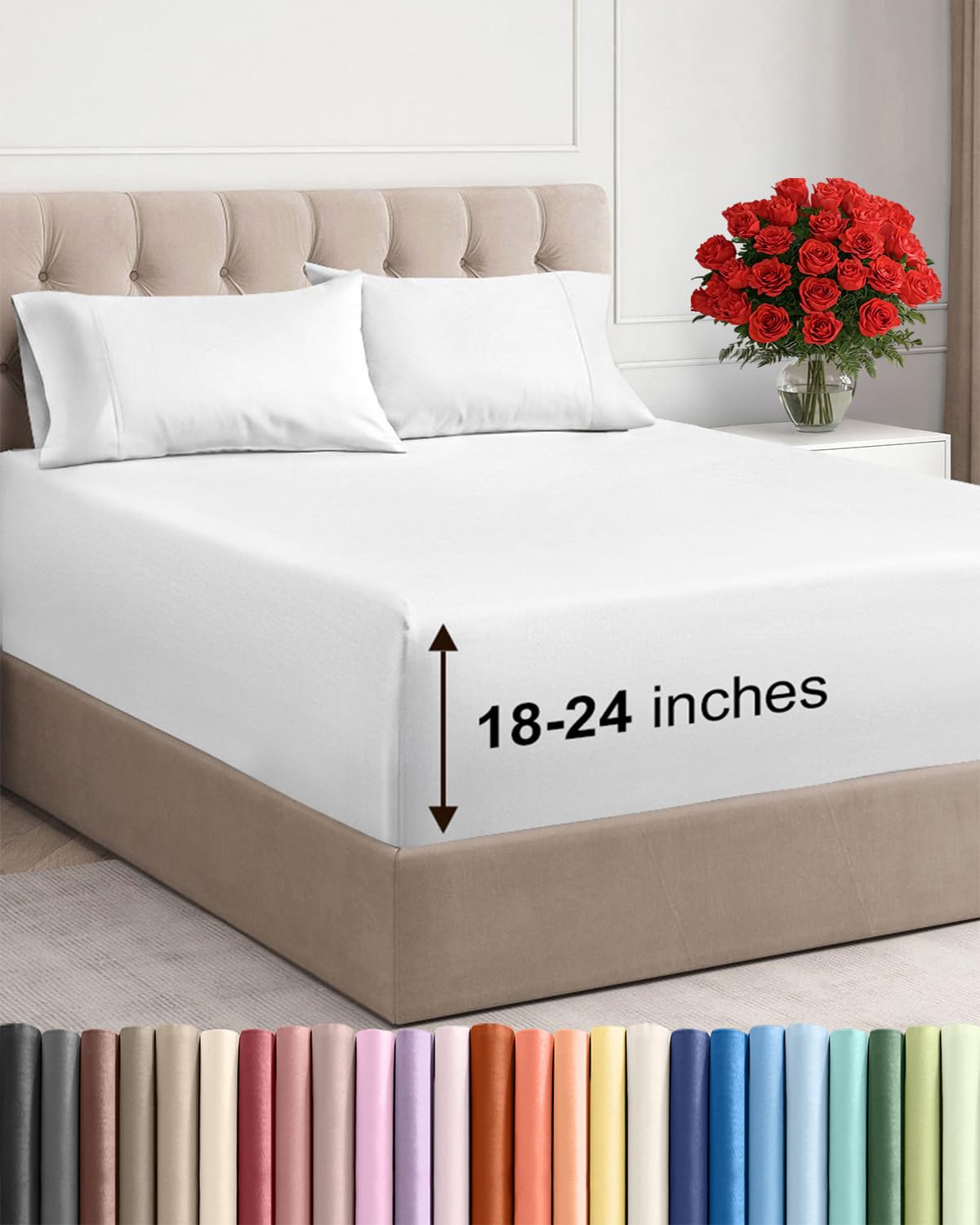 Extra Deep Queen Sheet Set - 4 Piece Breathable Cooling Sheets - Dark Grey
