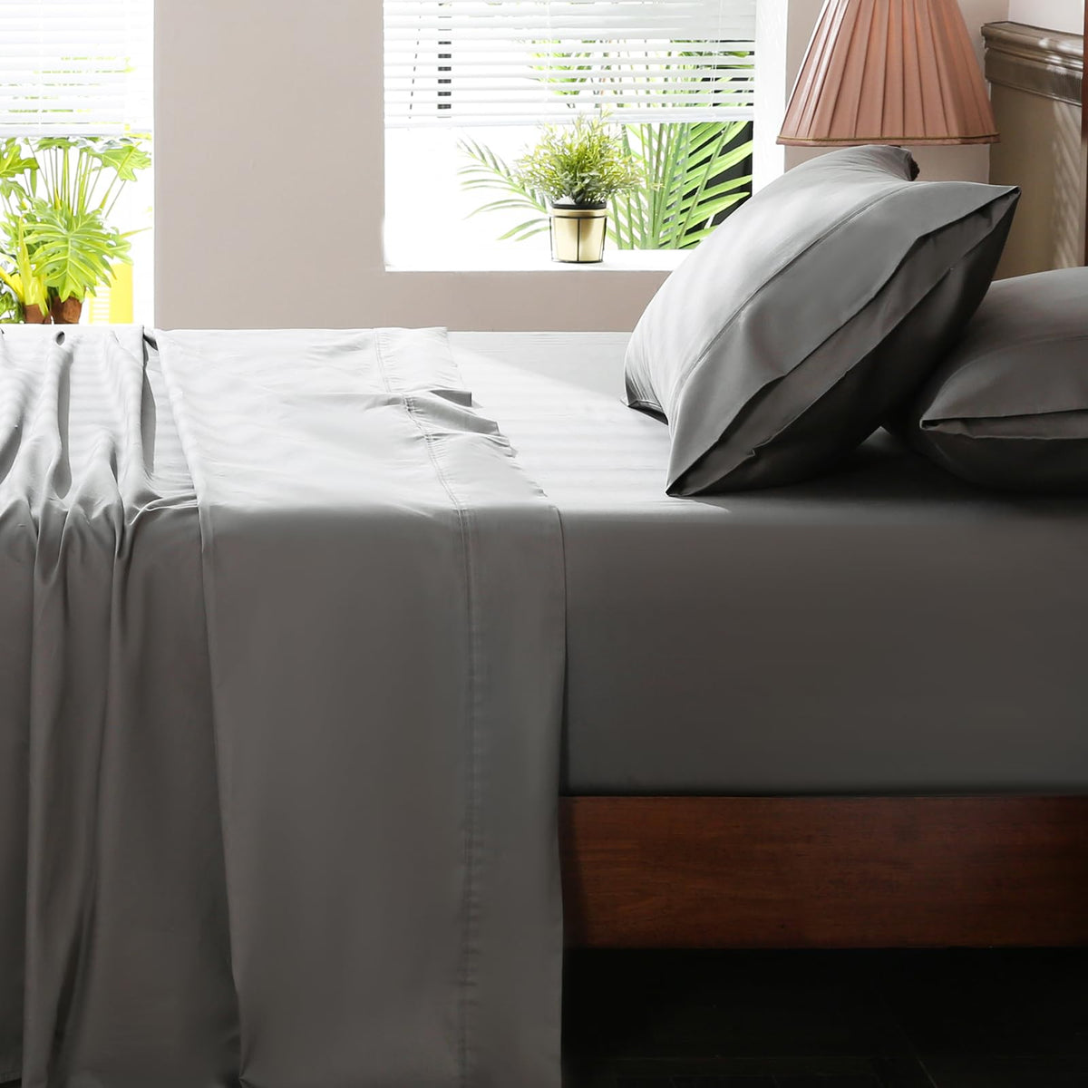 1000 Thread Count Egyptian Cotton Sheets Queen Size Set 4PCS Sateen Weave Soft Breathable 16-Inch Deep Pocket（Queen,White）