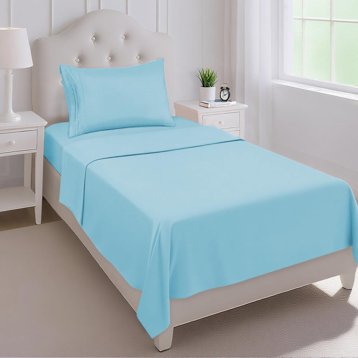 Mejoroom Queen Size Sheet Set - Hotel Luxury 1800 Bedding Sheets & Pillowcases - Deep Pocket Fitted Sheet, Soft, Breathable, Wrinkle & Fade Resistant - 4 Piece (Queen, Blush Pink)