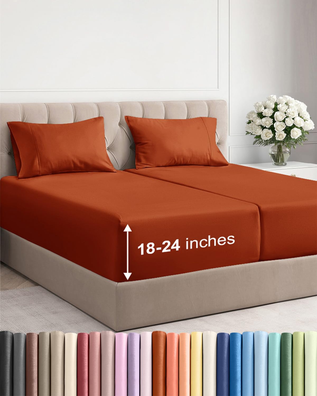Extra Deep Queen Sheet Set - 4 Piece Breathable Cooling Sheets - Dark Grey