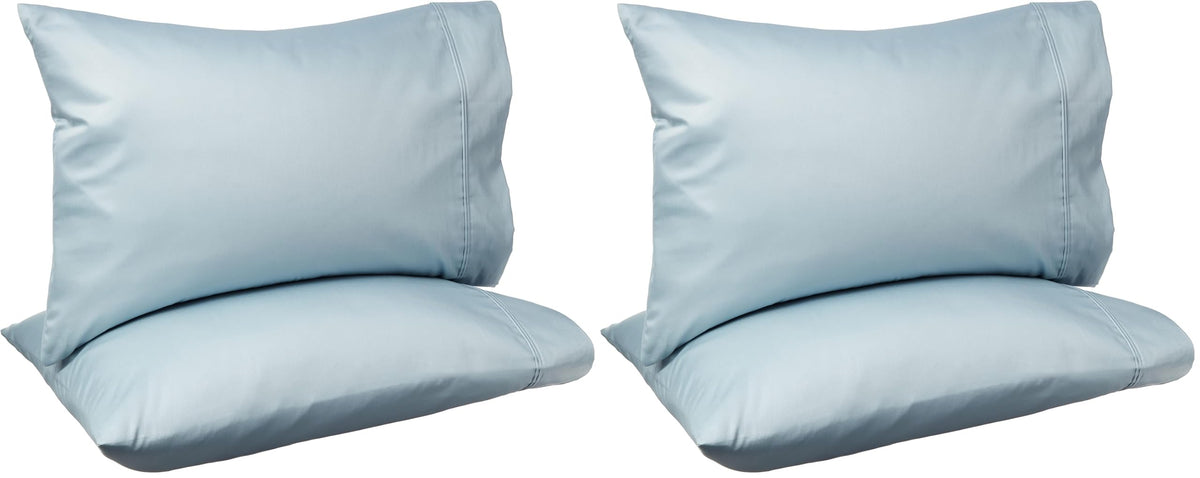 Amazon Basics 400 Thread Count Soft 100% Cotton Pillow Cases, Wrinkle Resistant, Sateen Weave, King Size, 40" x 20", Machine Washable, White, Set of 2, Pillows Not Included