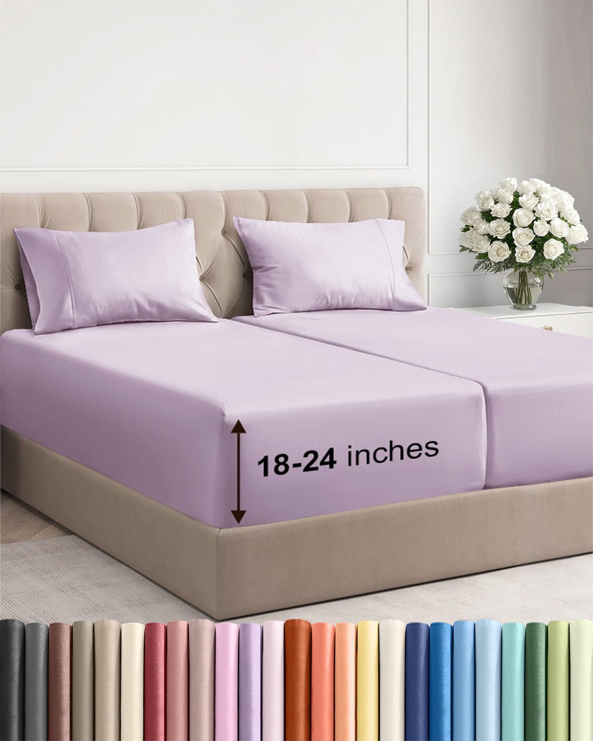 Extra Deep Queen Sheet Set - 4 Piece Breathable Cooling Sheets - Dark Grey