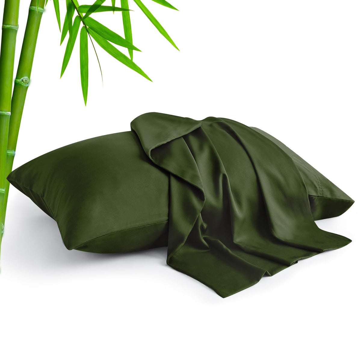 BEDELITE Cooling Pillow Cases Queen Size Set of 2, Rayon from Bamboo, Grey