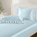 P Pothuiny 3-Piece Set Ruffle Satin Pillowcases & Twin Fitted Sheet