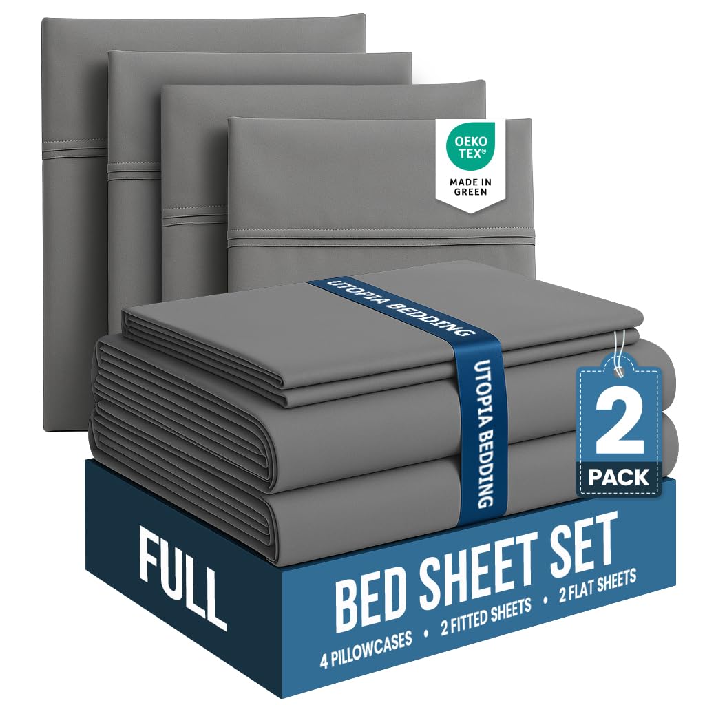 Queen Sheets Set, 4 Pieces 16" Deep Pocket Hotel Luxury Bed Sheets, Brown