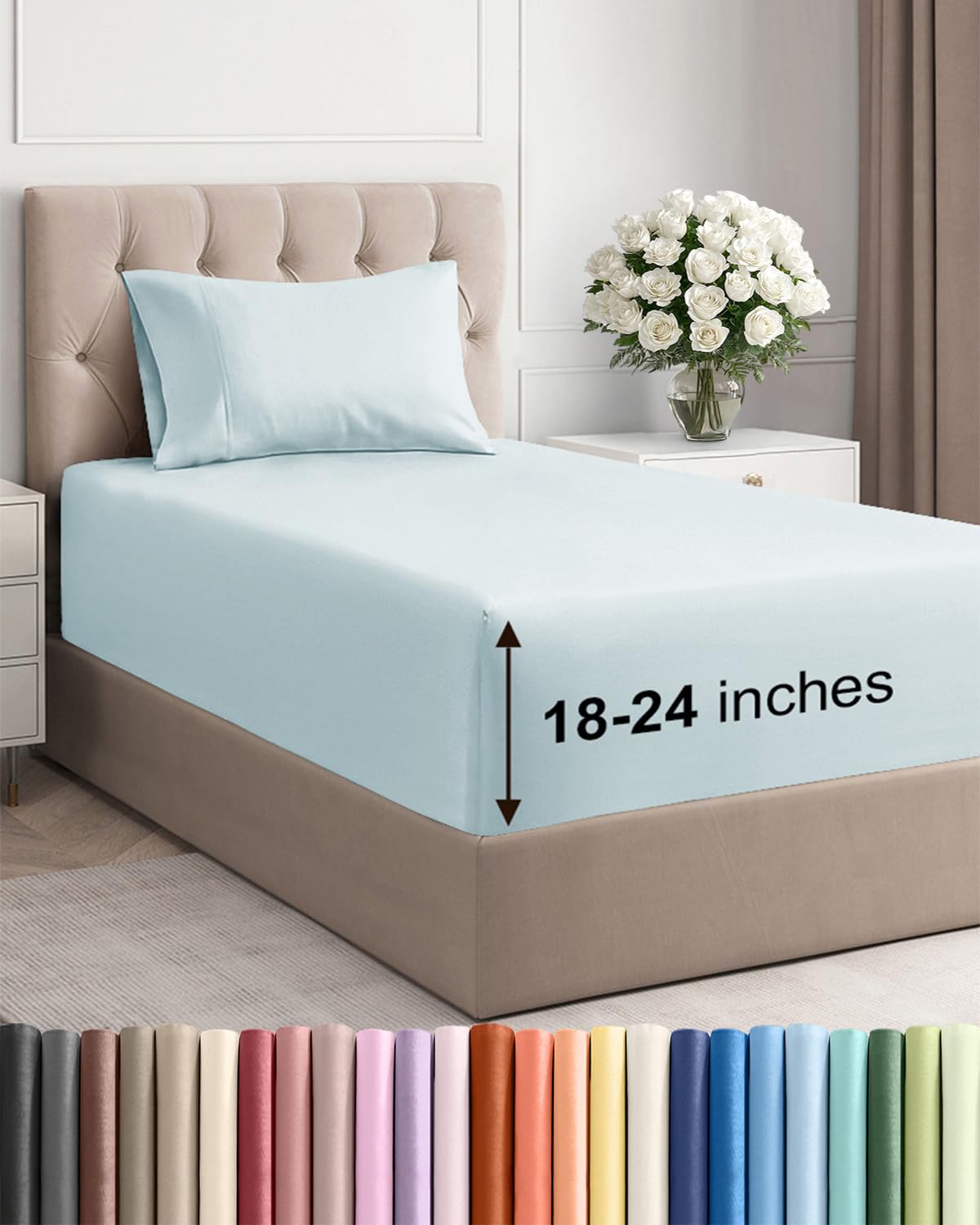 Extra Deep Queen Sheet Set - 4 Piece Breathable Cooling Sheets - Dark Grey