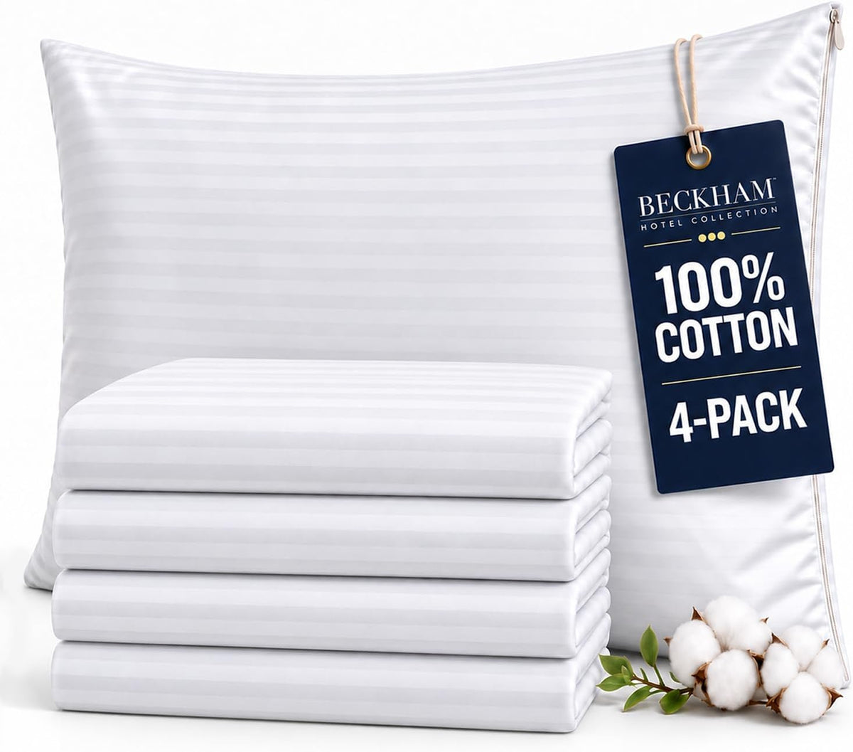 Beckham Hotel Collection 2 Pack 100% Cotton Pillow Protectors - Queen Size