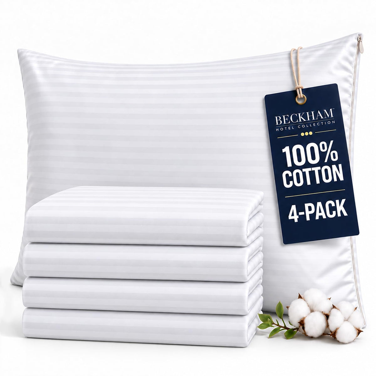 Beckham Hotel Collection 2 Pack 100% Cotton Pillow Protectors - Queen Size