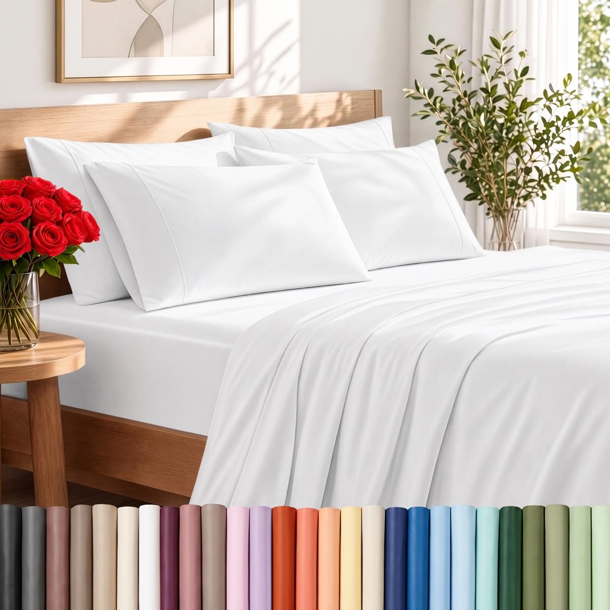 Bare Home Sheet Set 1800 Ultra-Soft with 2 Pillowcases (Twin XL, Light Grey)