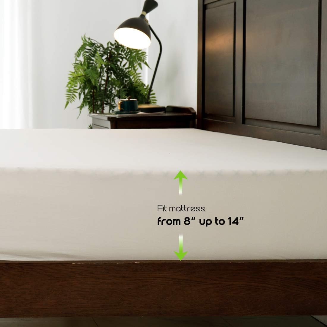 Fitted Sheet- COSMOPLUS King Fitted Sheet Only（No Flat Sheet or Pillow Shams）,4 Way Stretch Micro-Knit,Snug Fit,Wrinkle Free,for Standard Mattress and Air Bed Mattress from 8” Up to 14”,Beige