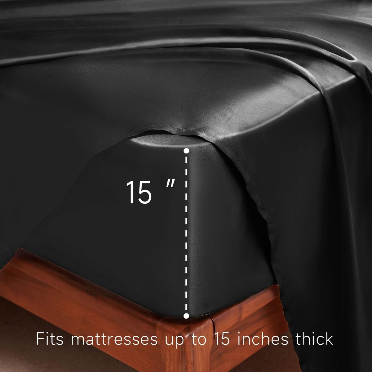 Satin Sheets Full Size - 4 Pieces Luxury Silky Soft Bed Sheets, Wrinkle-Free Black Satin Silk Sheet Set with 1 Deep Pocket Fitted Sheet, 1 Flat Sheet, 2 Pillow Cases