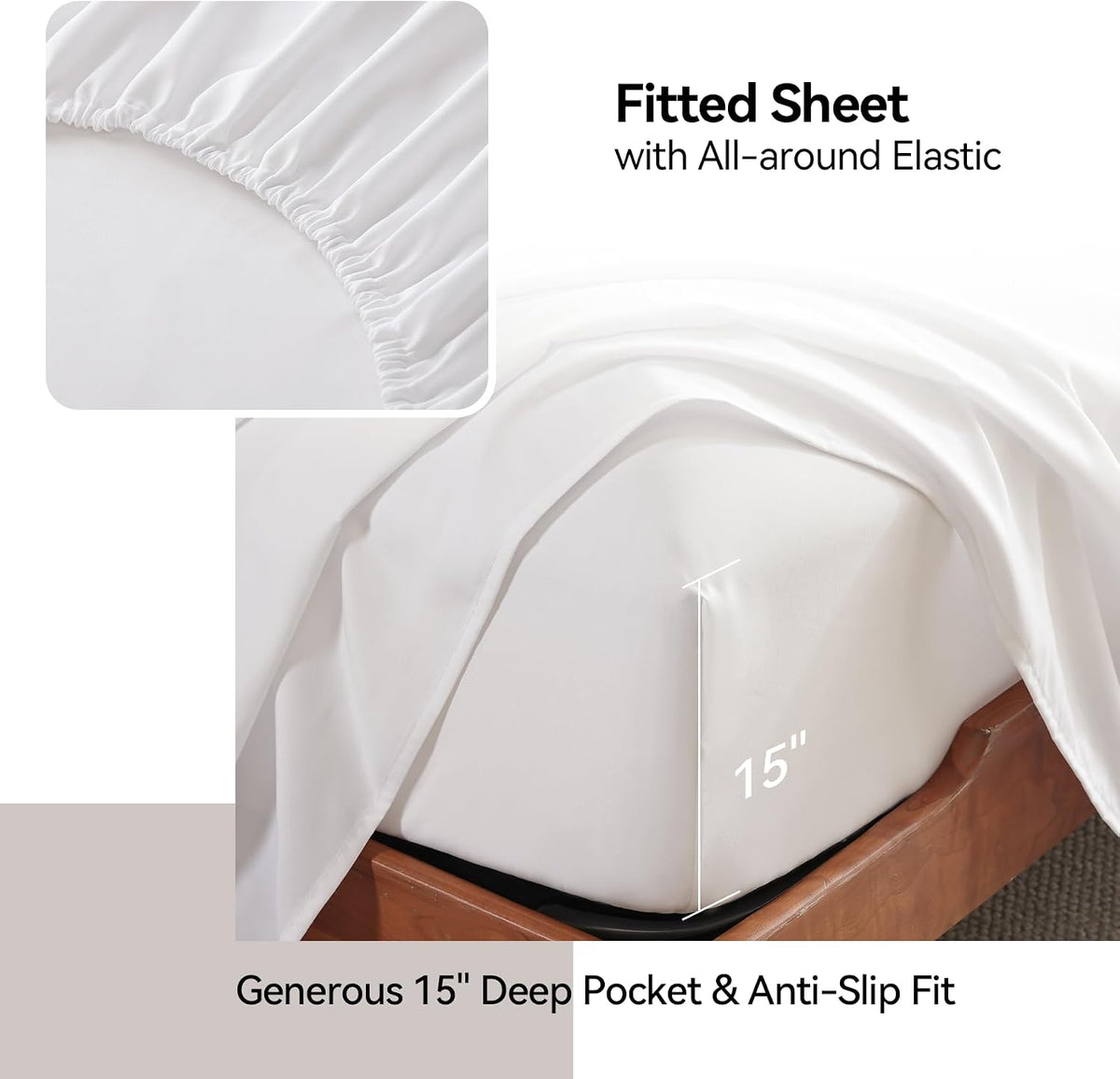 Full Size Sheet Sets, 4 Piece 15" Deep Pocket Full Sheet Set - White