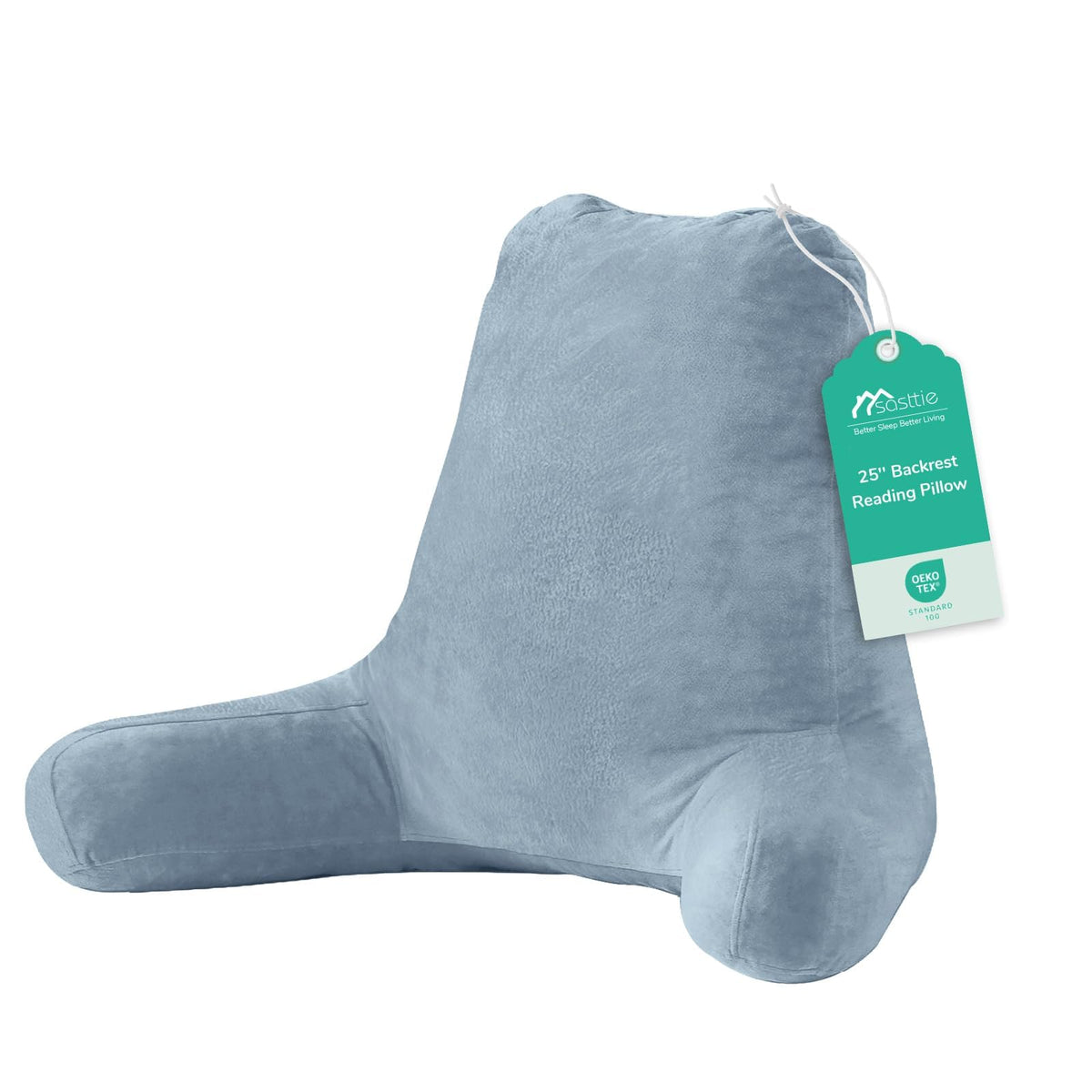 Sasttie Reading Pillow for Bed, Back Pillow for Sitting Up, Dark Grey