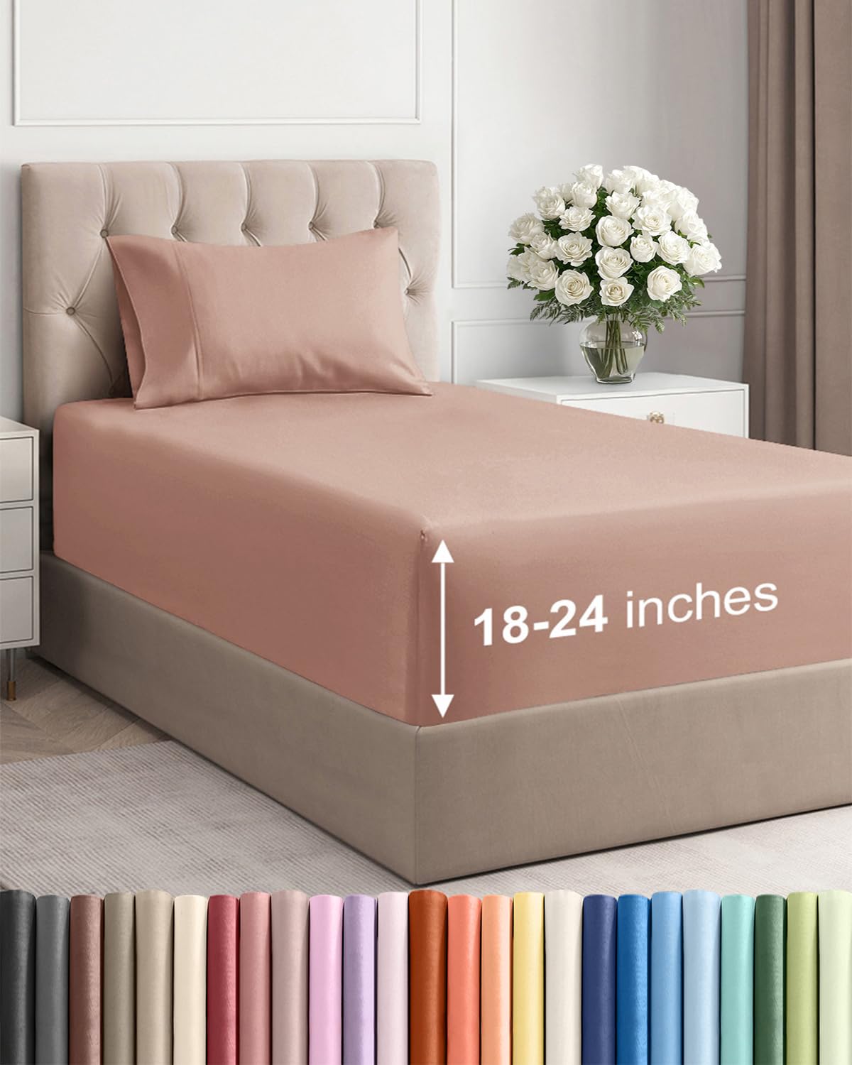 Extra Deep Queen Sheet Set - 4 Piece Breathable Cooling Sheets - Dark Grey