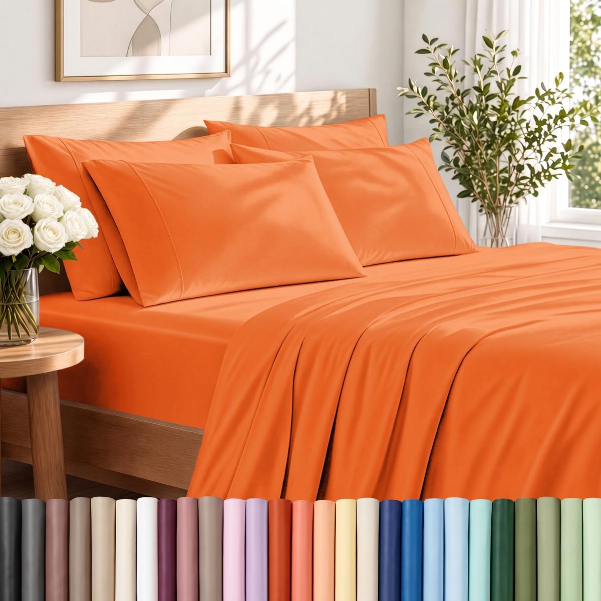 Bare Home Sheet Set 1800 Ultra-Soft with 2 Pillowcases (Twin XL, Light Grey)