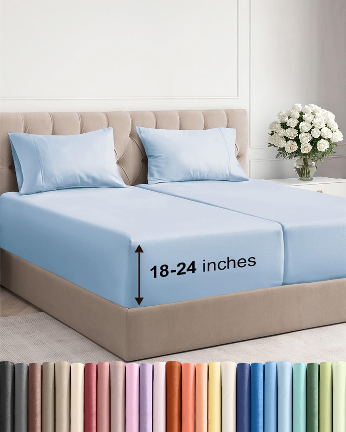 Extra Deep Queen Sheet Set - 4 Piece Breathable Cooling Sheets - Dark Grey