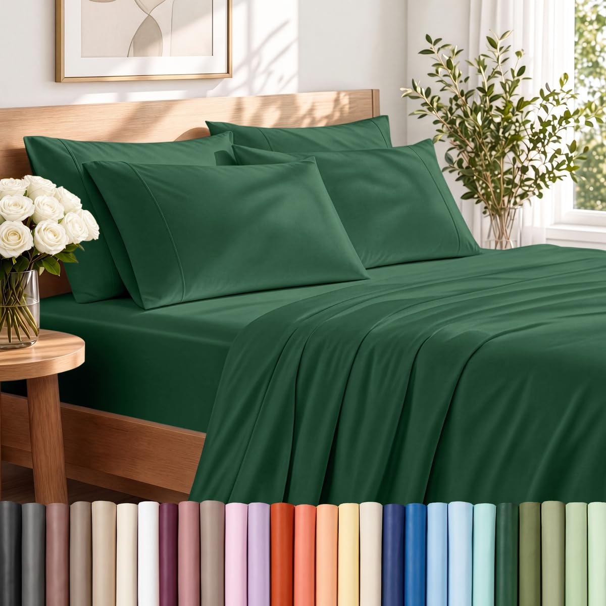 Bare Home Sheet Set 1800 Ultra-Soft with 2 Pillowcases (Twin XL, Light Grey)