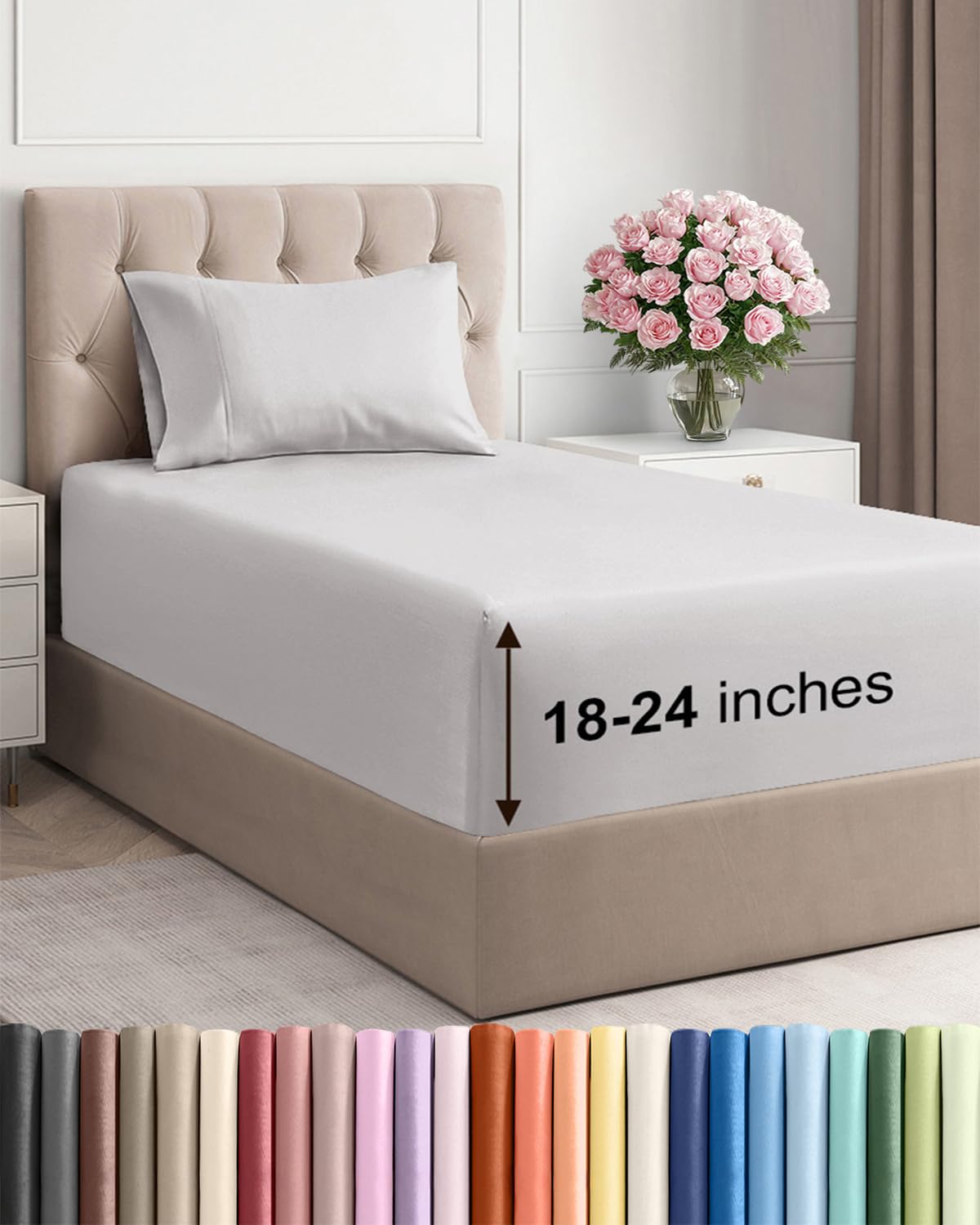 Extra Deep Queen Sheet Set - 4 Piece Breathable Cooling Sheets - Dark Grey