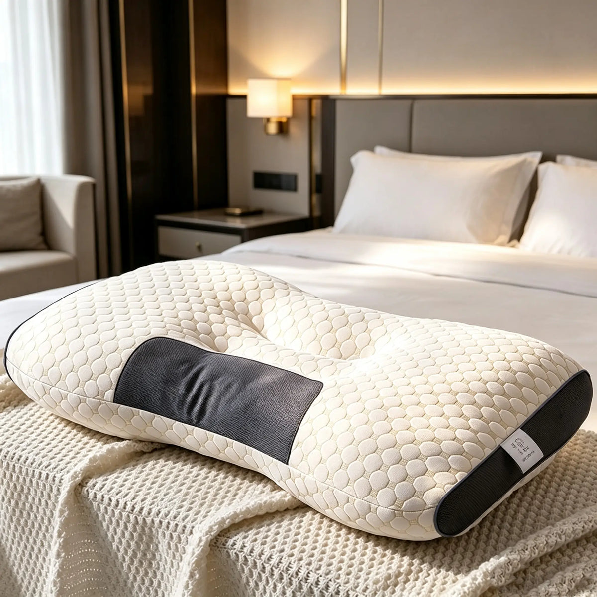 Ergonomic Pillow for Deep Sleep, Neck Support for Side & Back Sleeper, with Durable Polyester Fiber Core, Relief Pillows