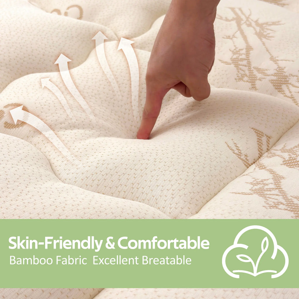 Bamboo Mattress Topper for Hot Sleepers – 360 ° Deep Pocket Fits 18" Bed, Premium Filling, Gently Enveloping Cloud Soft, Machine Washable summerwins summer cooling