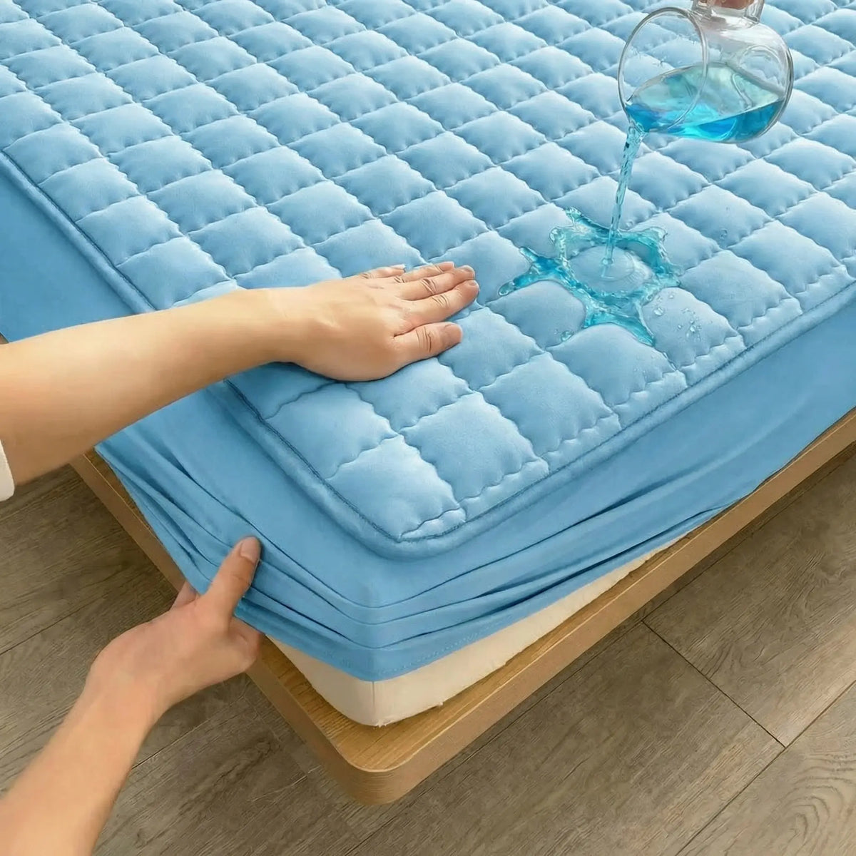 1PC Waterproof Mattress Protector (without pillowcase and pillow), Noiseless Deep Pocket Fitted Sheet, Soft & Comfortable Bed Cover, Available in Multiple Sizes, Durable and Machine Washable, Ideal for Bedroom and Home Use para colchon  bed sheet set summ
