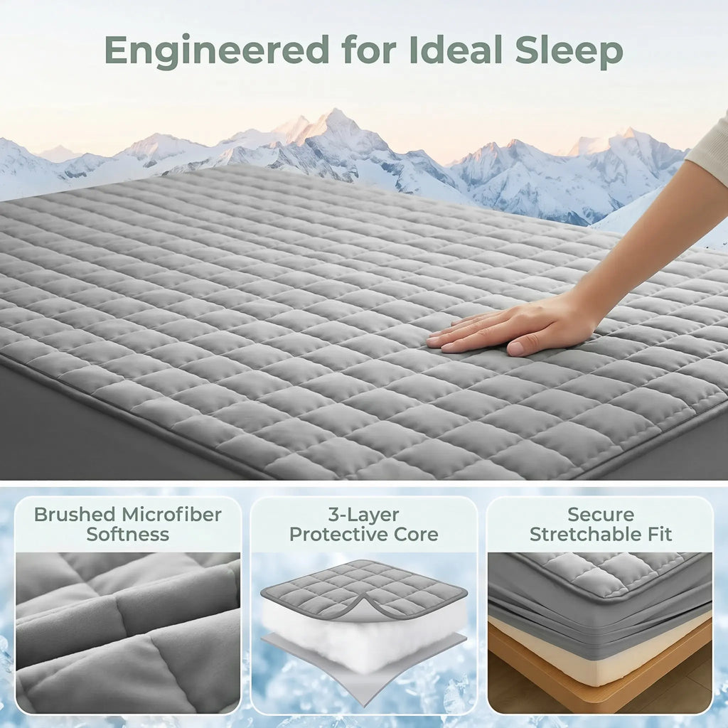 1PC Waterproof Mattress Protector (without pillowcase and pillow), Noiseless Deep Pocket Fitted Sheet, Soft & Comfortable Bed Cover, Available in Multiple Sizes, Durable and Machine Washable, Ideal for Bedroom and Home Use para colchon  bed sheet set summ