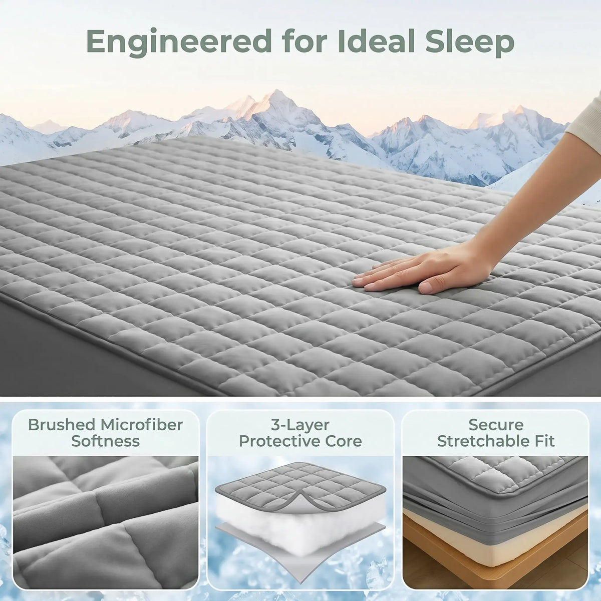1PC Waterproof Mattress Protector (without pillowcase and pillow), Noiseless Deep Pocket Fitted Sheet, Soft & Comfortable Bed Cover, Available in Multiple Sizes, Durable and Machine Washable, Ideal for Bedroom and Home Use para colchon  bed sheet set summ