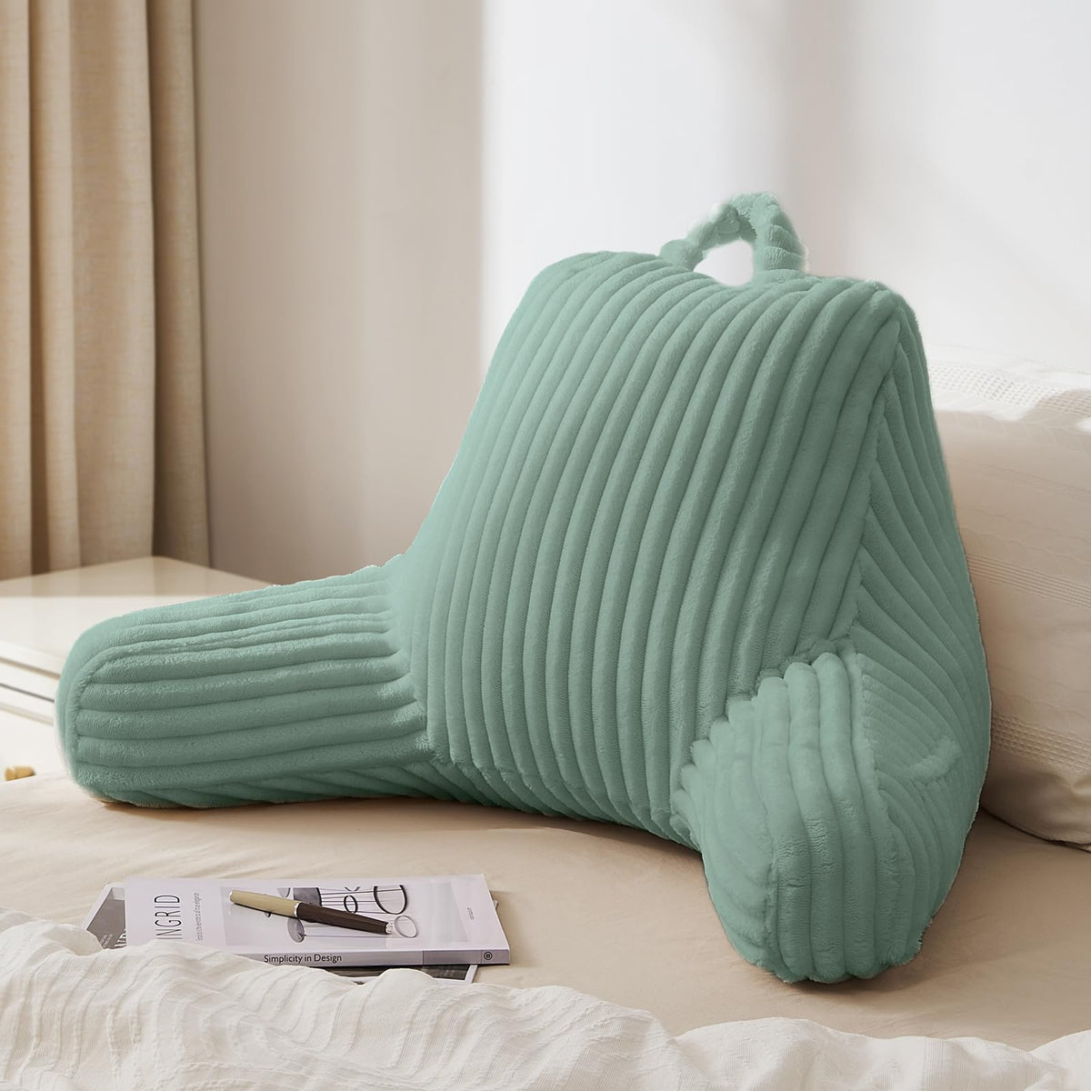 Blissful Diary Reading Pillow for Bed, Backrest Pillow, Cream White