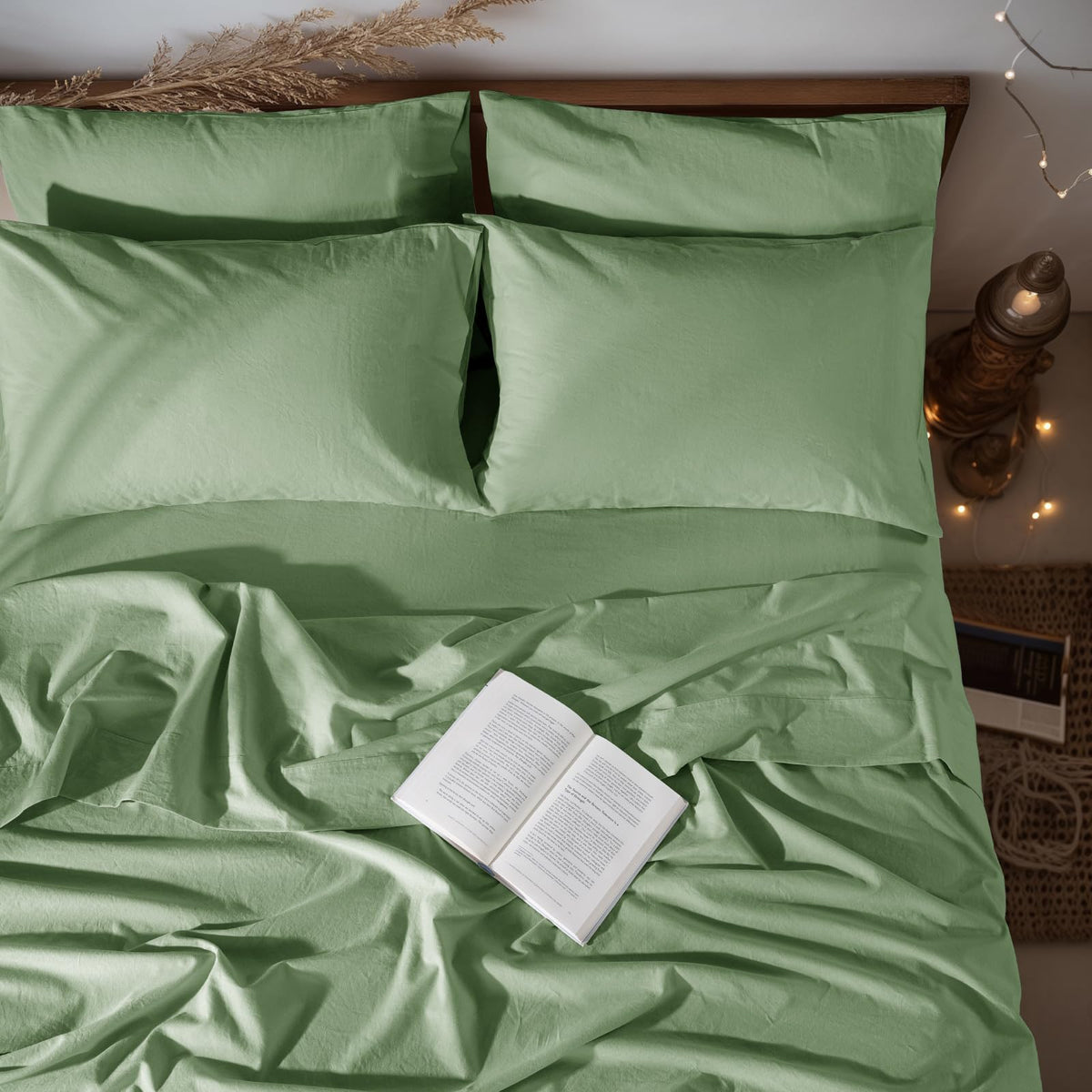 LBRO2M 100% French Pure Linen Sheet Set 4Pcs, 16" Deep Pocket Queen Size