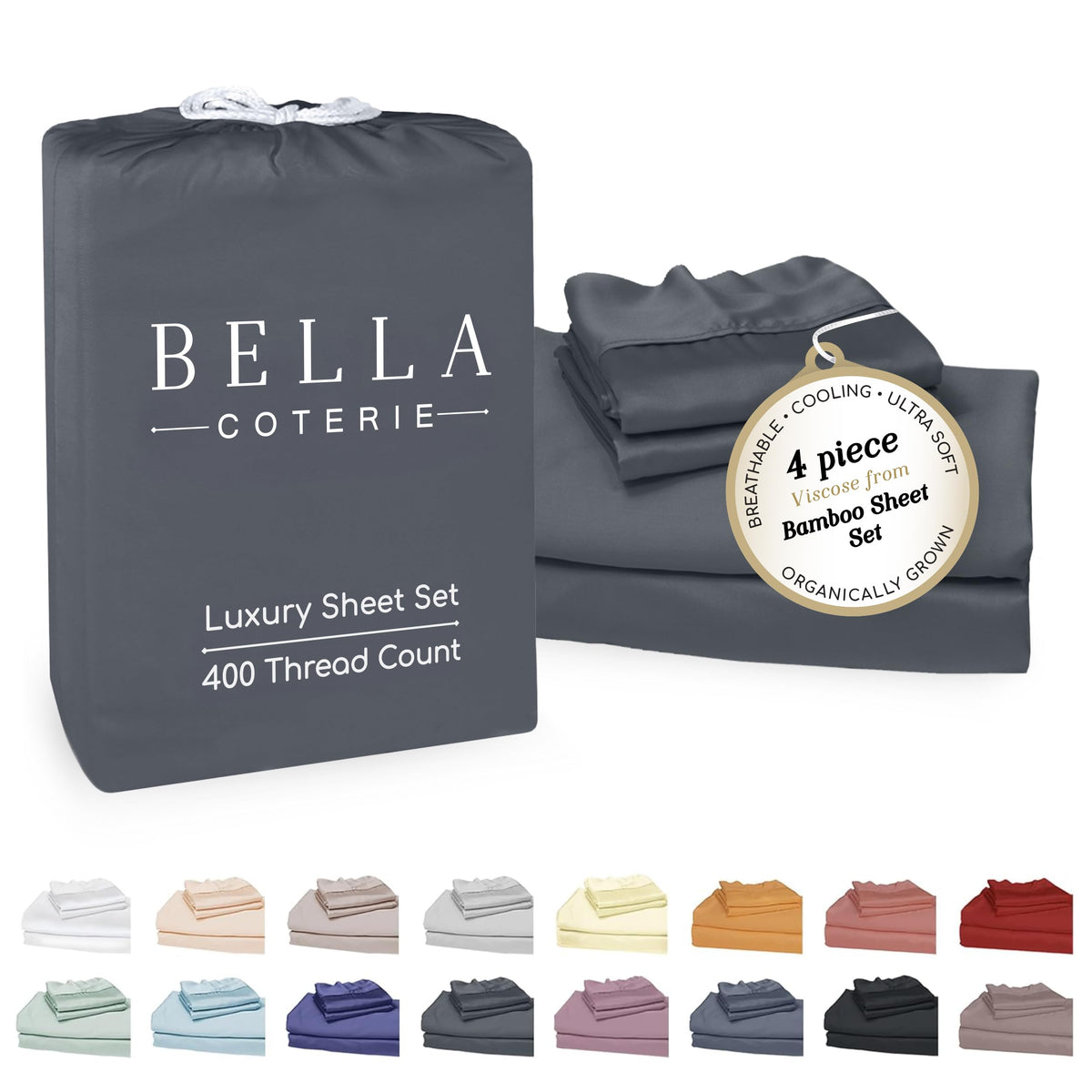 Bella Coterie Luxury Bamboo Viscose Queen Size Sheet Set