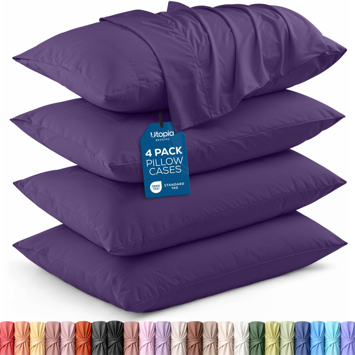 Pillow Covers Queen Size Set of 4, Soft and Comfy Pillow Cases, White