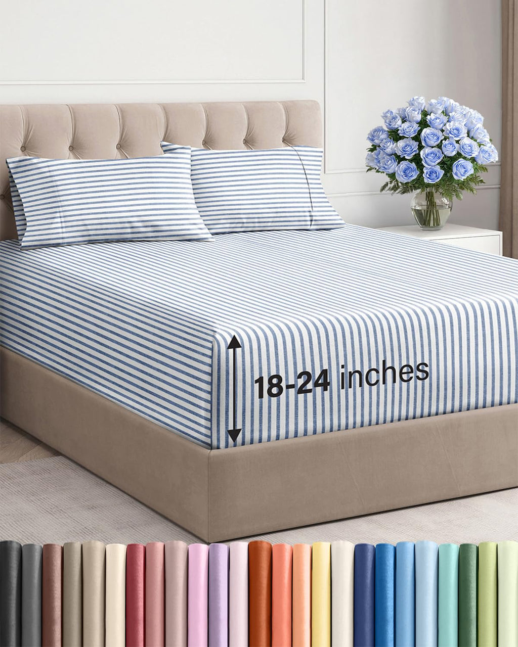 Extra Deep Queen Sheet Set - 4 Piece Breathable Cooling Sheets - Dark Grey