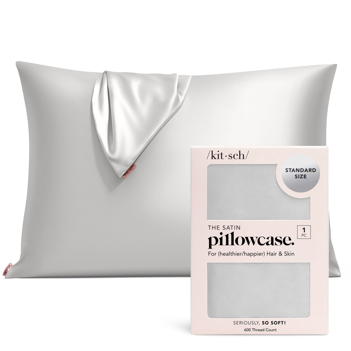 Kitsch Satin Pillowcase with Zipper - 2 pcs Standard Size, Aura