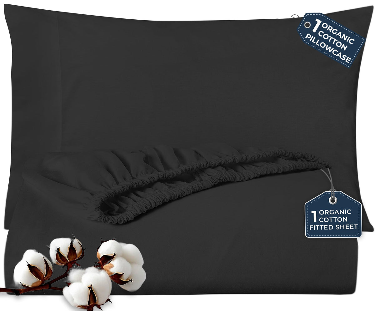 Royale Linen Fitted Sheet With Pillowcases - Queen Fitted Sheets With 2 Pillowcase - 300 Thread Count 100% Organic Cotton - Fit Mattress Up to 18" Deep - Soft & Breathable - Sage Green (No Flat Sheet)