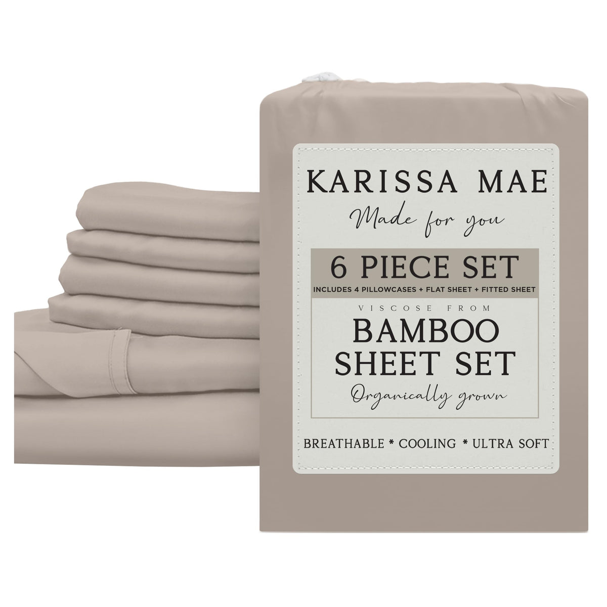 KARISSA MAE 7 Piece Luxury Bamboo Viscose Split King Sheets, FSC Certified