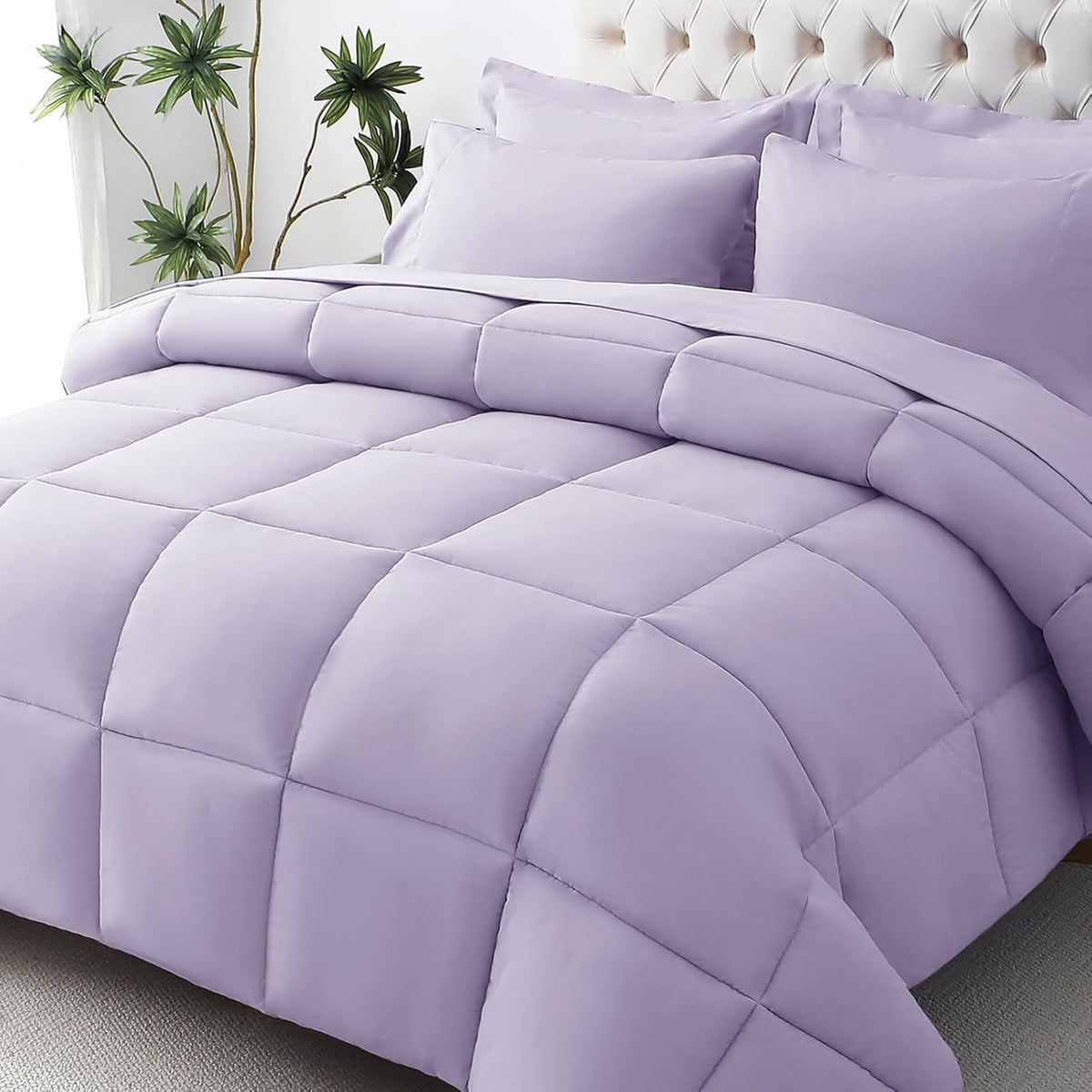 JOLLYVOGUE Queen Comforter Set, Ultra-Soft Bed in a Bag Queen Size 7 Pieces, Oeko-TEX Certified Bedding Set with Down Alternative Comforter, Sheets, Pillowcases & Shams, Black