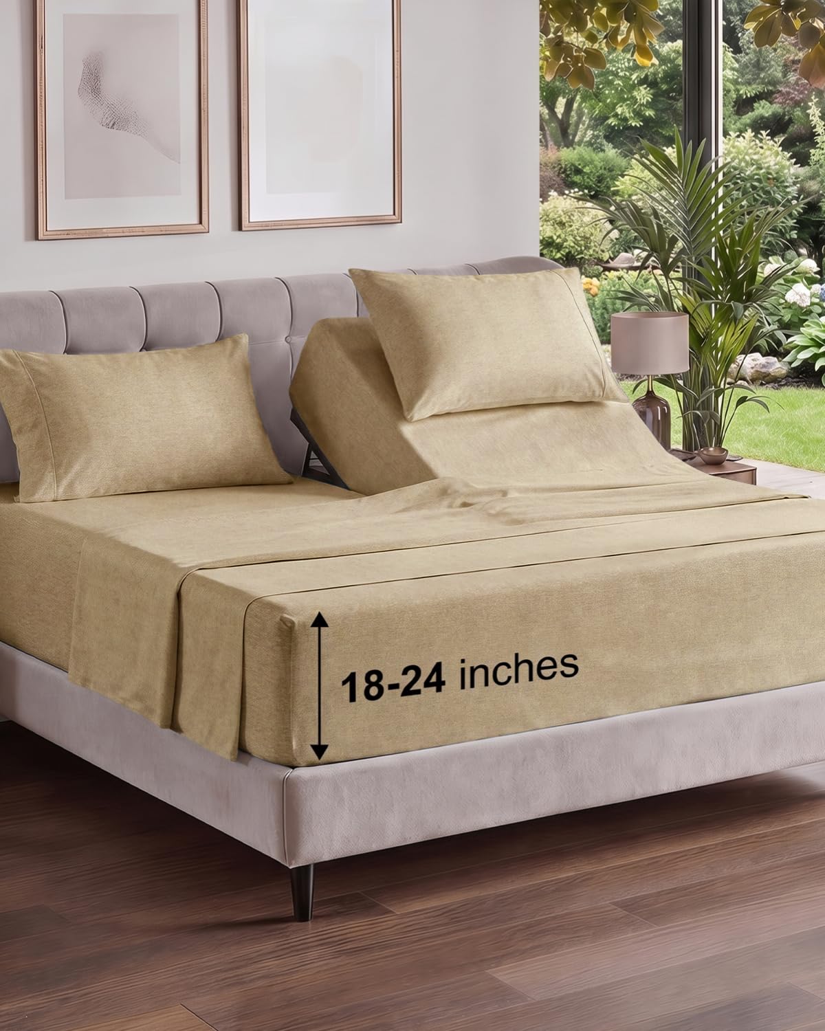 Extra Deep Queen Sheet Set - 4 Piece Breathable Cooling Sheets - Dark Grey