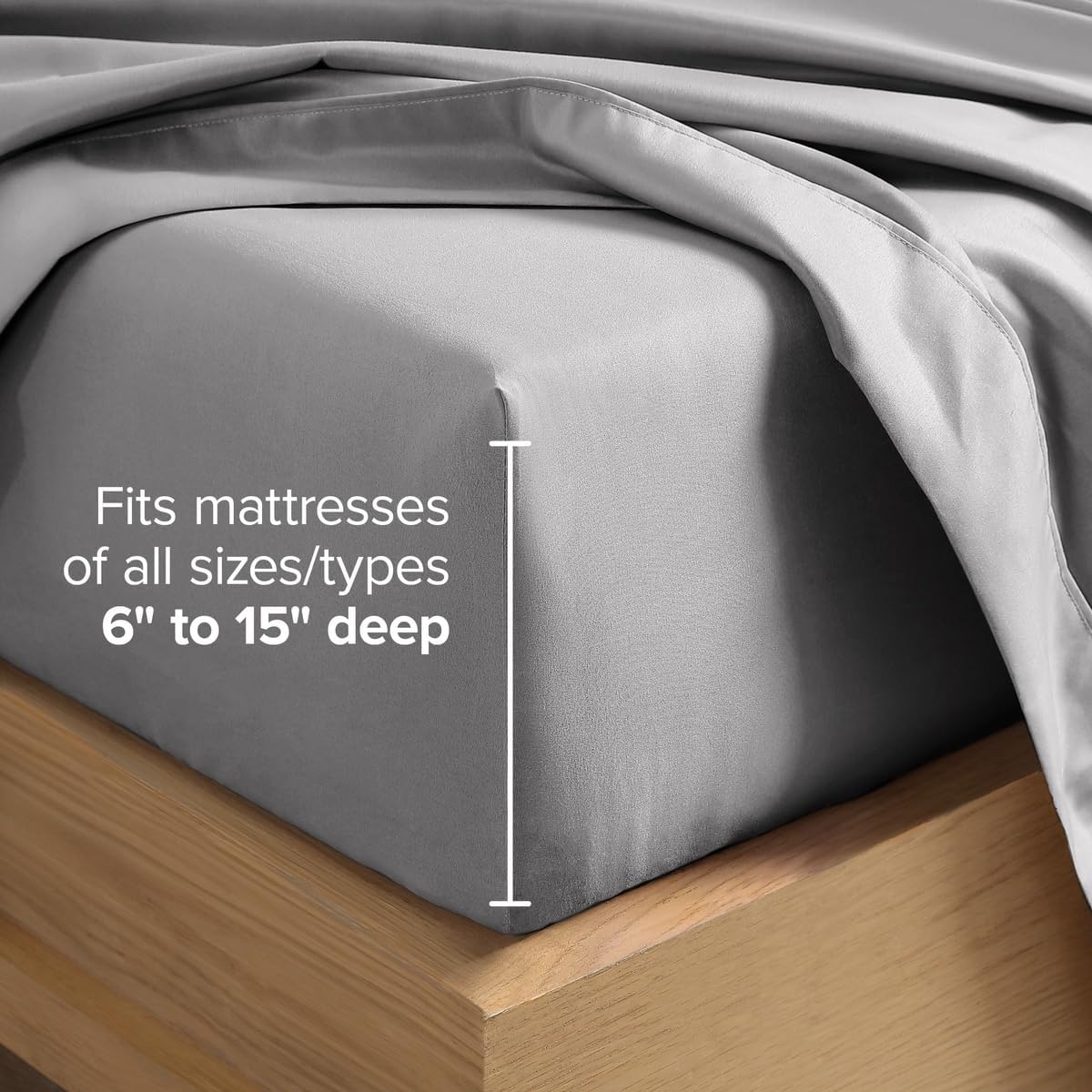 Bare Home Sheet Set 1800 Ultra-Soft with 2 Pillowcases (Twin XL, Light Grey)