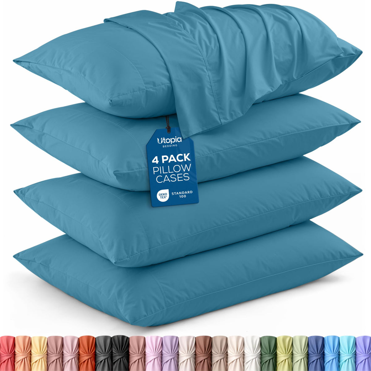 Pillow Covers Queen Size Set of 4, Soft and Comfy Pillow Cases, White