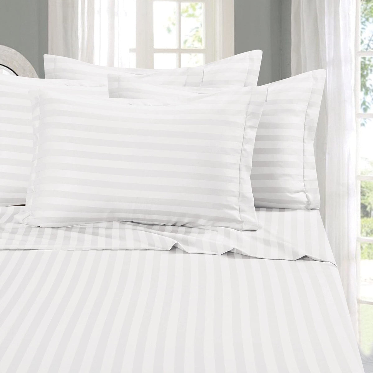 Elegant Comfort Softest and Coziest 6-Piece Sheet Set - 1500 Thread Count Egyptian Quality Luxurious Wrinkle Resistant 6-Piece Damask Stripe Bed Sheet Set, Queen, Camel/Gold