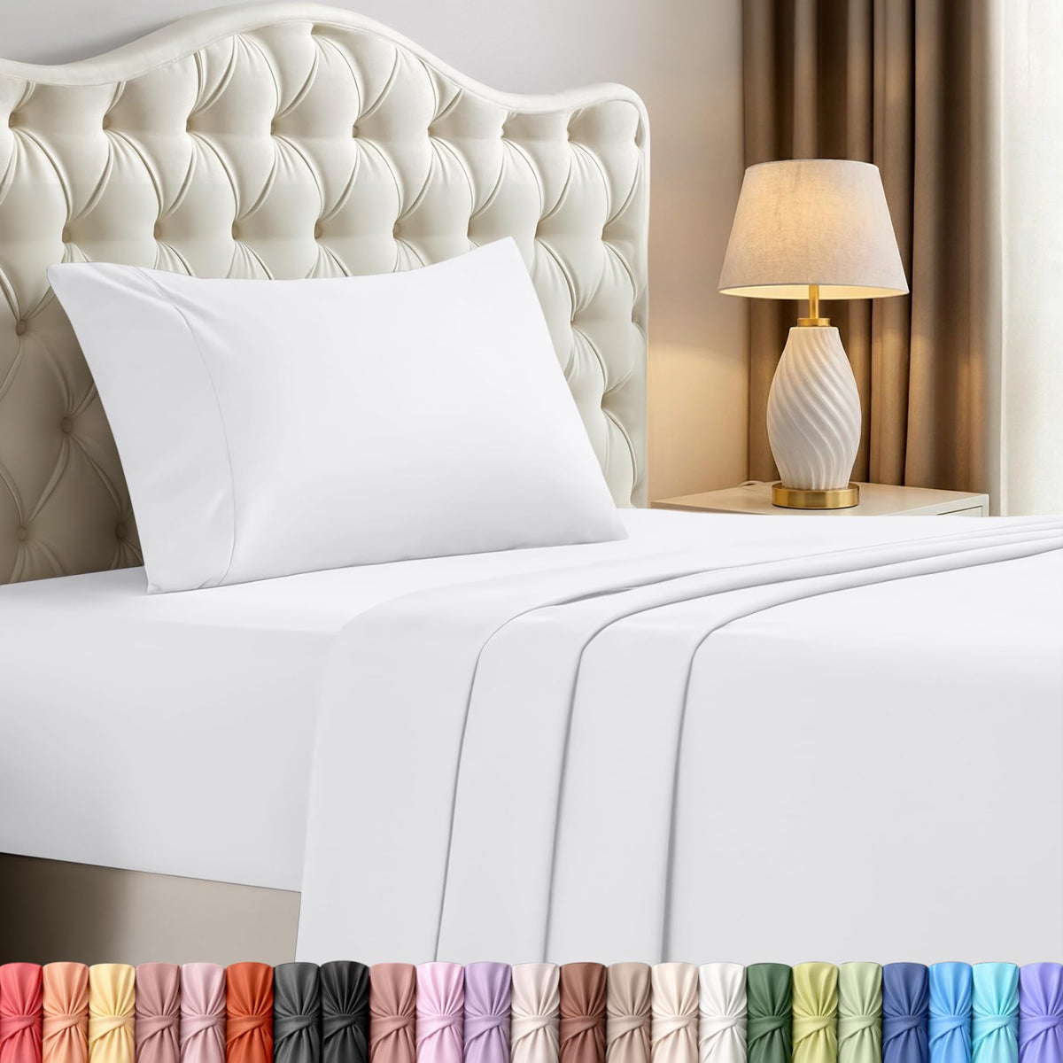 King Sheets Set, 4 Pieces 16" Deep Pocket Hotel Luxury Bed Sheets, Grey